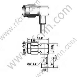 SMA Male Crimp Right Winkel für semi-starr RG405 RF-Anschluss