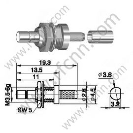 SSMB-weibliche Bulkhead-Halterung für RG174 RF-Anschluss