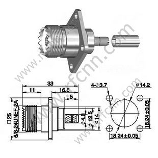 UHF-weiblicher Crimpflansch für RG58 RF-Anschluss