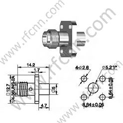 SMA Female Crimp 4 Löcher Flansch für RG405 RF-Anschluss