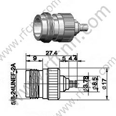 N weibliche an MCX männlicher HF-Adapter