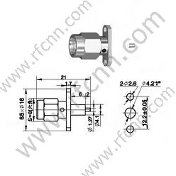 SMA Male 2 Löcher Flansch Mount Micro-Strip RF-Stecker