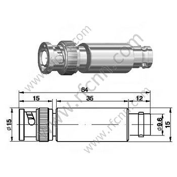 BNC-Stecker zu weiblicher Dämpfungs-Aufatuation 10dB