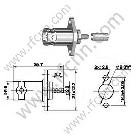 BNC Crimp Weibliche Flanschhalterung für RG174 RF-Anschluss