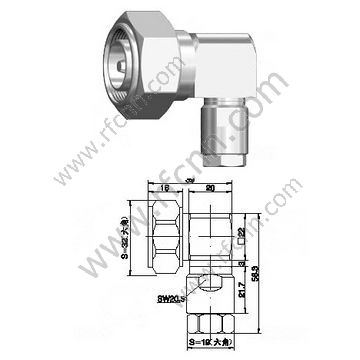 DIN 7/16 männlicher rechter Winkel für 1/2 "Super flexibles Kabel HF-Anschluss