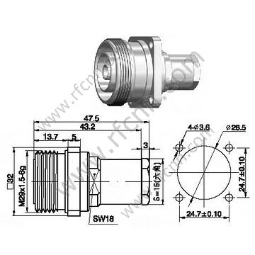 DIN 7/16 Flanschfrange für 3/8 "Super flexibles Kabel RF-Anschluss