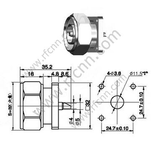 DIN 7/16 männlicher Flanschmontage HF-Stecker