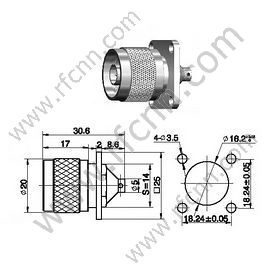 N männlicher Flansch für semi-starres Kabel RG402 RF-Anschluss