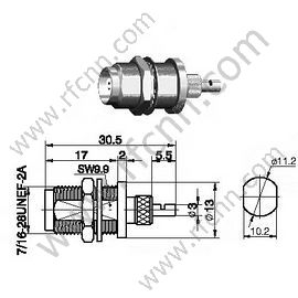 TNC-weibliche Bulkhead-Panel-Halterung für RG196 RF-Anschluss