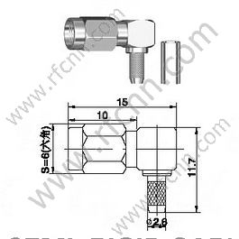 SSMA Male Crimp Right Winkel für RG174 RF-Anschluss