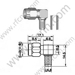 SMA Male Crimp Right Winkel für RG223 RF-Anschluss