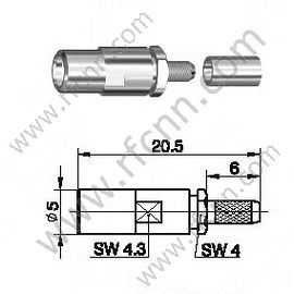 SSMB-Stecker für RG174 RF-Anschluss
