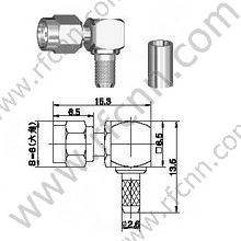 SMC-Stecker rechtwinklig für RG174 RF-Anschluss