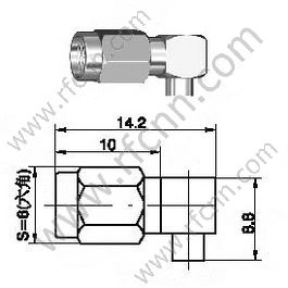 SSMA Male Crimp Right Winkel für RG405 RF-Anschluss